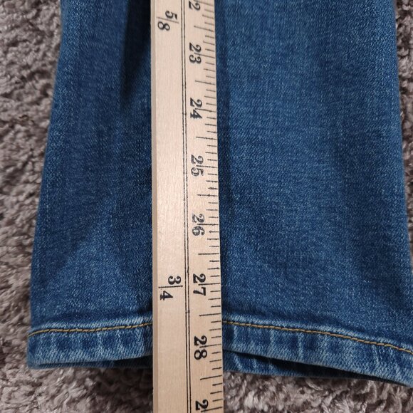 Pilcro Anthropologie Slim Boyfriend Jeans 27 Patterned Knee Patches FLAW - Picture 6 of 16